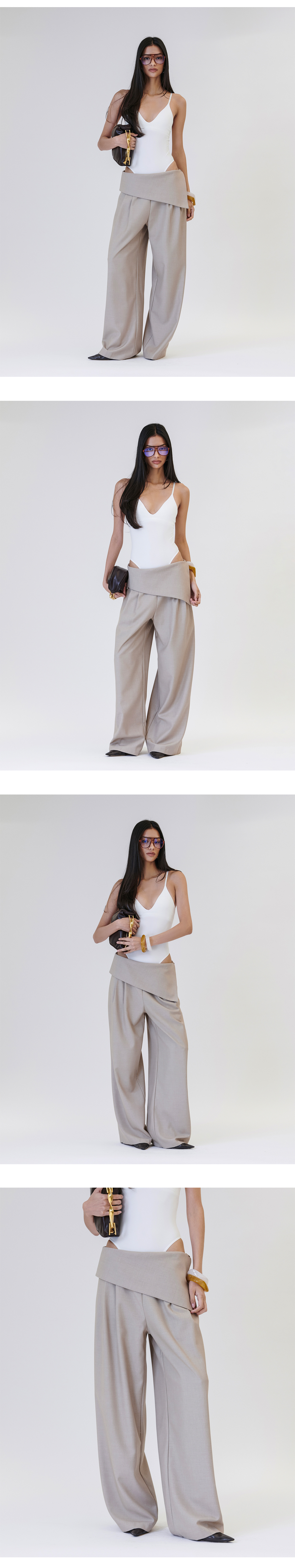 프로젝트 웨이브(PROJECT WAVE) Taylor Folding Pintuck Wide Slacks [BEIGE] - 사이즈 ...