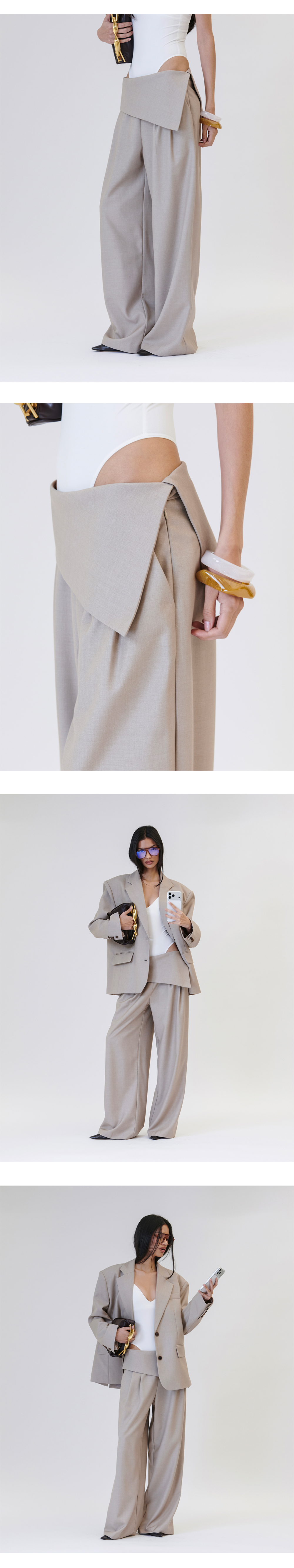 프로젝트 웨이브(PROJECT WAVE) Taylor Folding Pintuck Wide Slacks [BEIGE] - 사이즈 ...