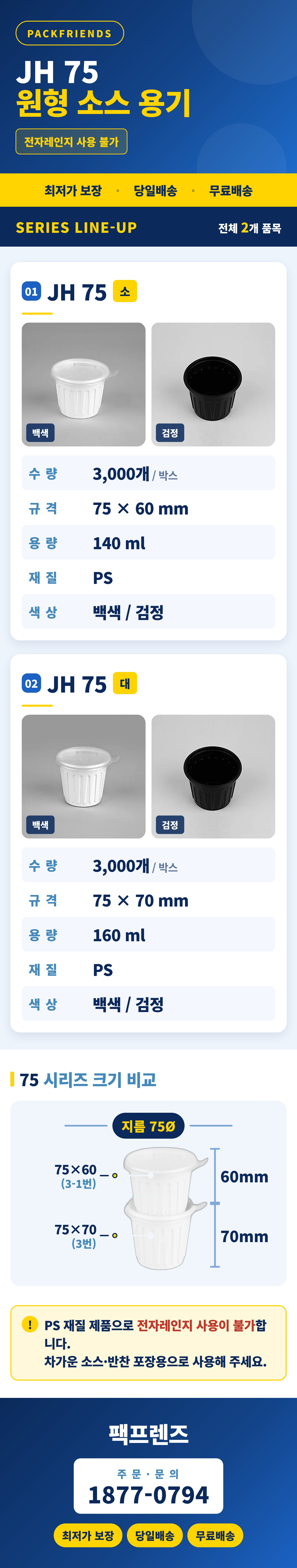 원형 소스 JH 75 대 3000개 세트