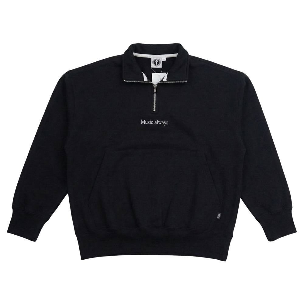 EMBROIDERED LOGO HAFE ZIP SWEATSHIRTS U BK.jpg