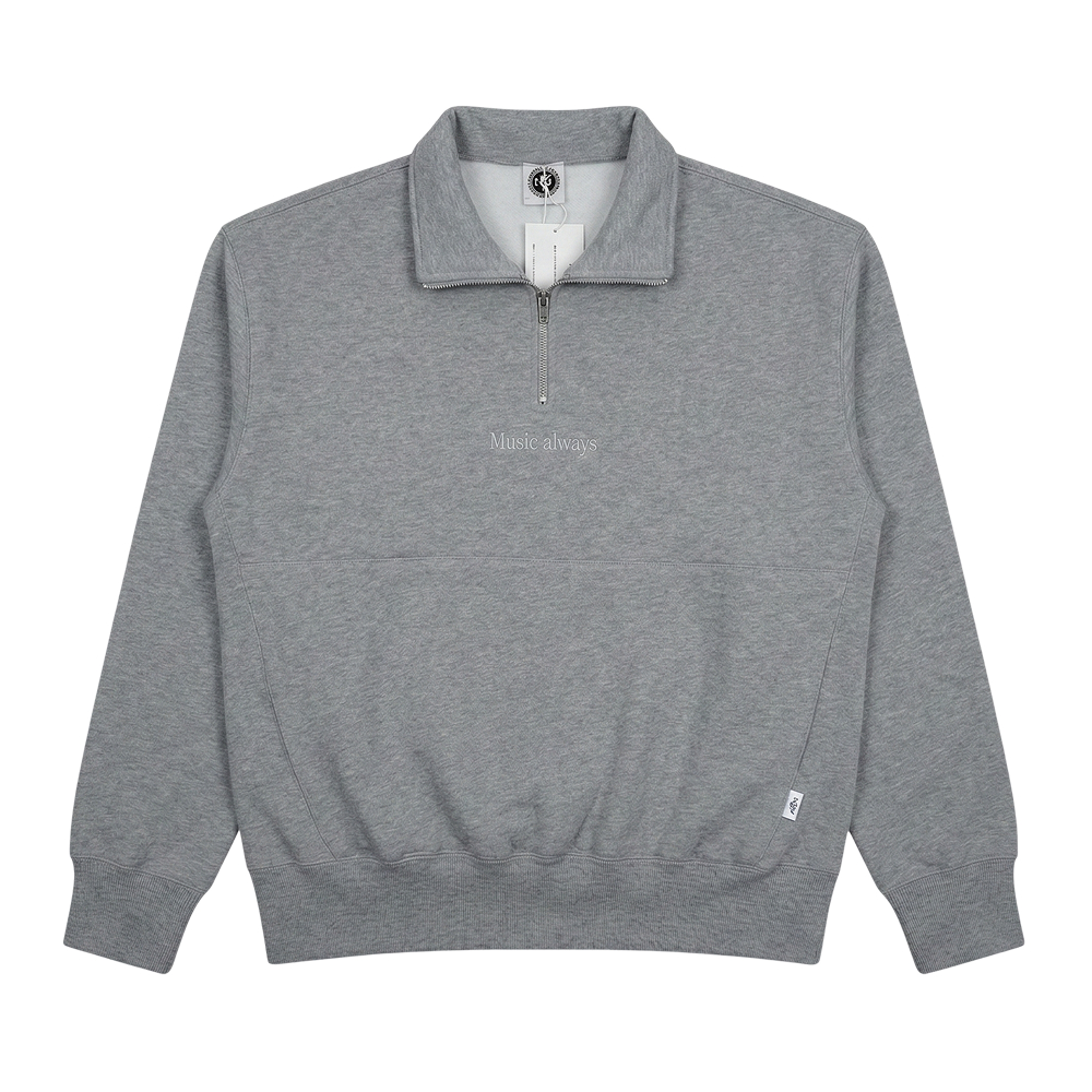 EMBROIDERED LOGO HAFE ZIP SWEATSHIRTS U GRAY.jpg