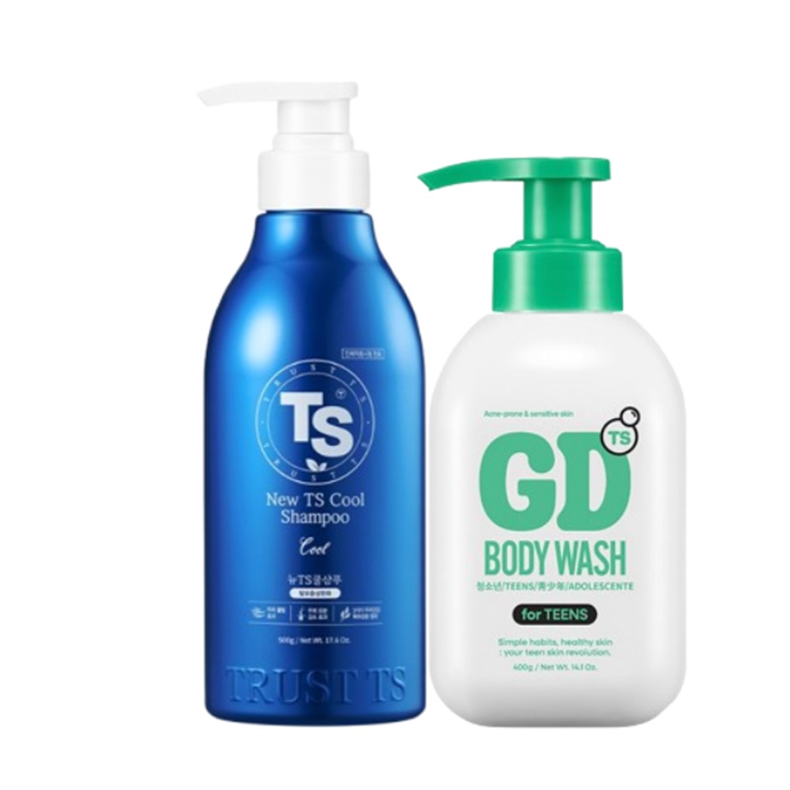 뉴TS쿨샴푸 탈모증상완화 500g 1개+TS지디바디워시 400g 1개