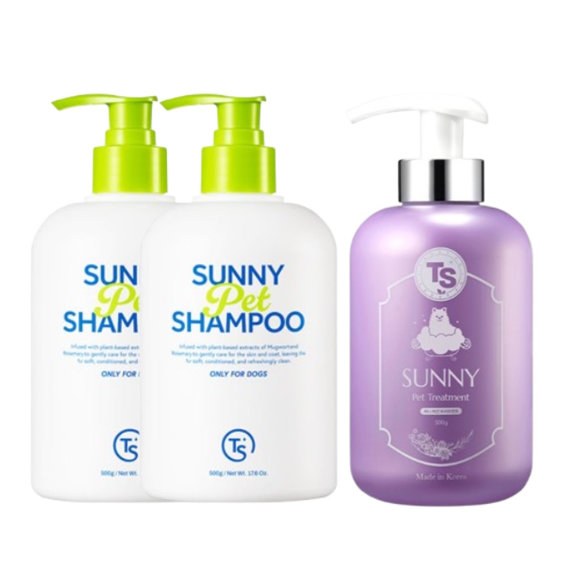 TS써니애견샴푸 500g 2개+TS써니애견트리트먼트 500g 1개