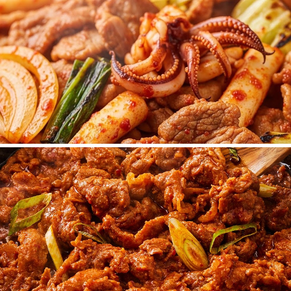 (랜선포차)오징어제육볶음 300g 1팩+찐 고추장불고기 300g 1팩