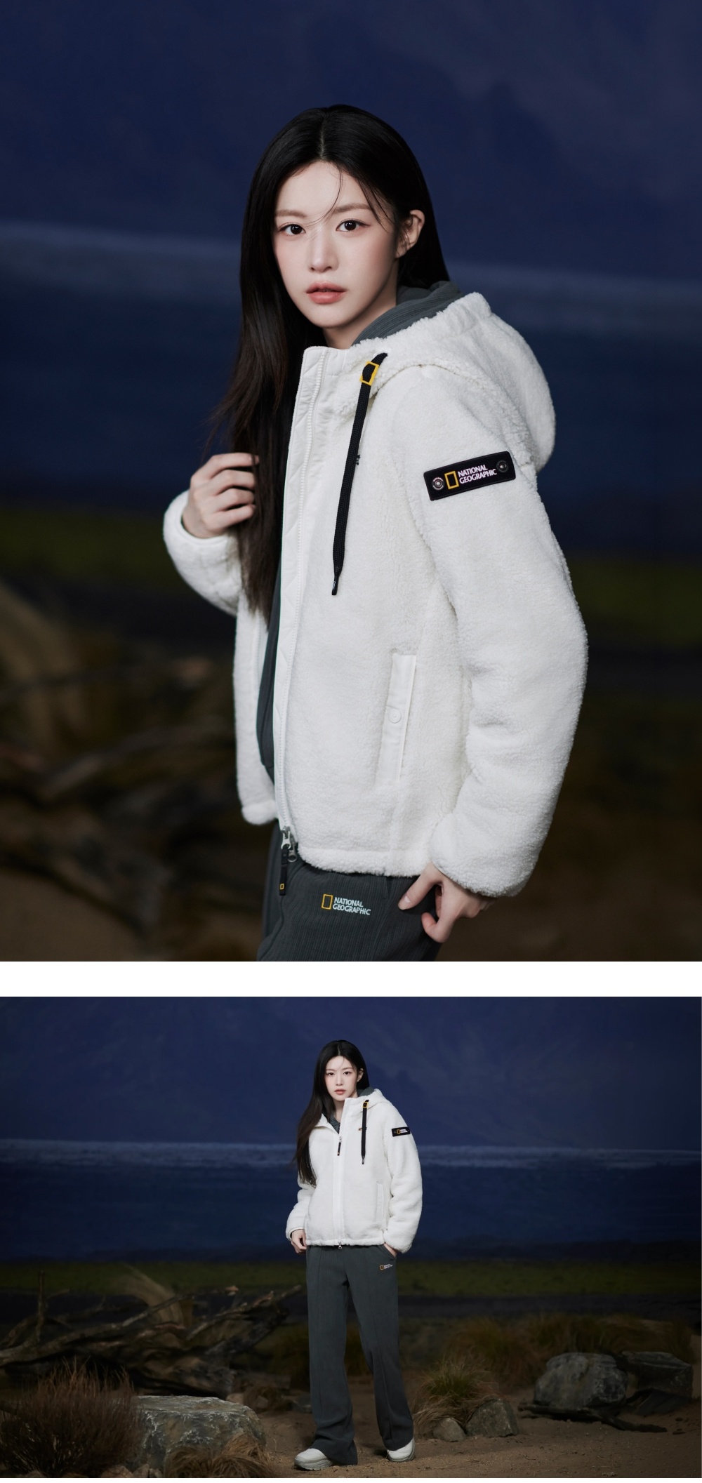 WOMEN COSTONI HOOD FLEECE JACKET #高允真同款! - 5 COLORS O WHITE